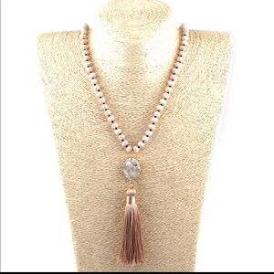 💠 Boho Crystal Glass Knotted Druzy Stone Tassel